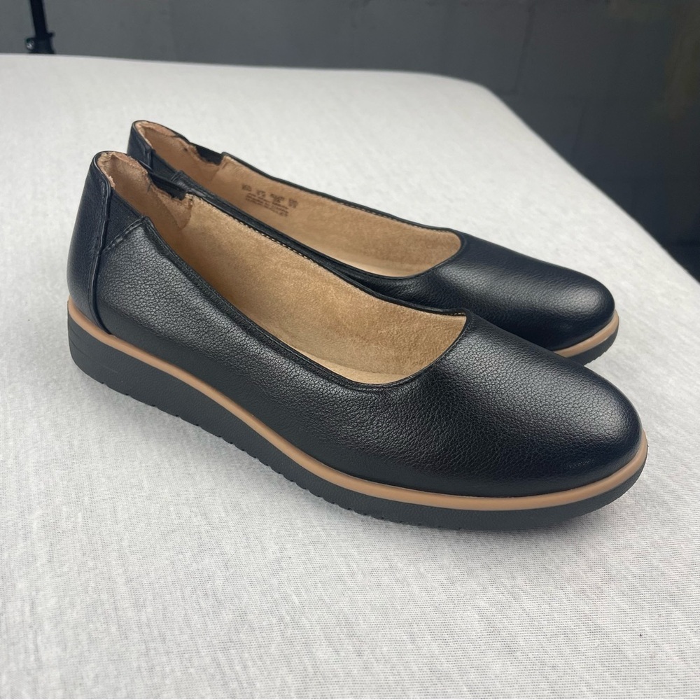 Naturalizer SOUL Idea Ballet Flat Wedge Black Womens Size 6